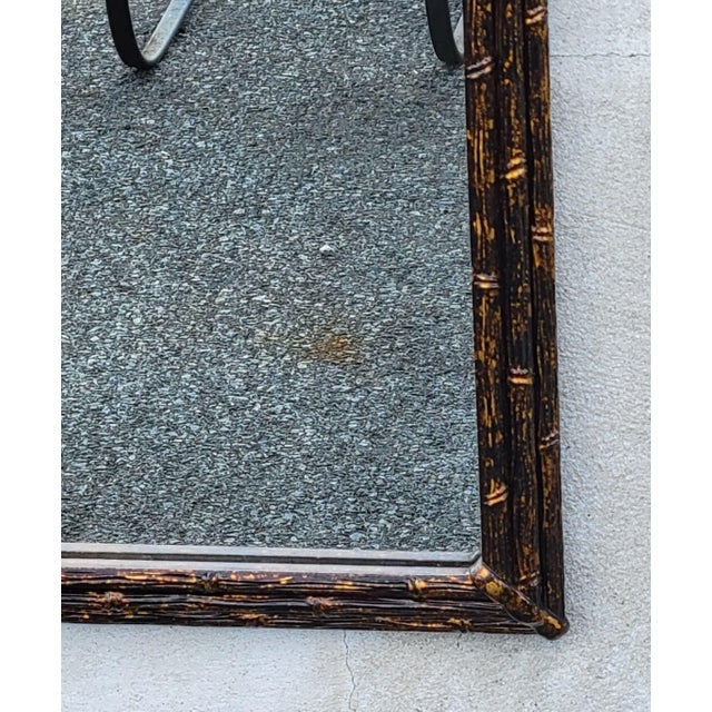 Black English 1920s Bamboo Gilded Wall Mirror Black& Gold For Sale - Image 8 of 11