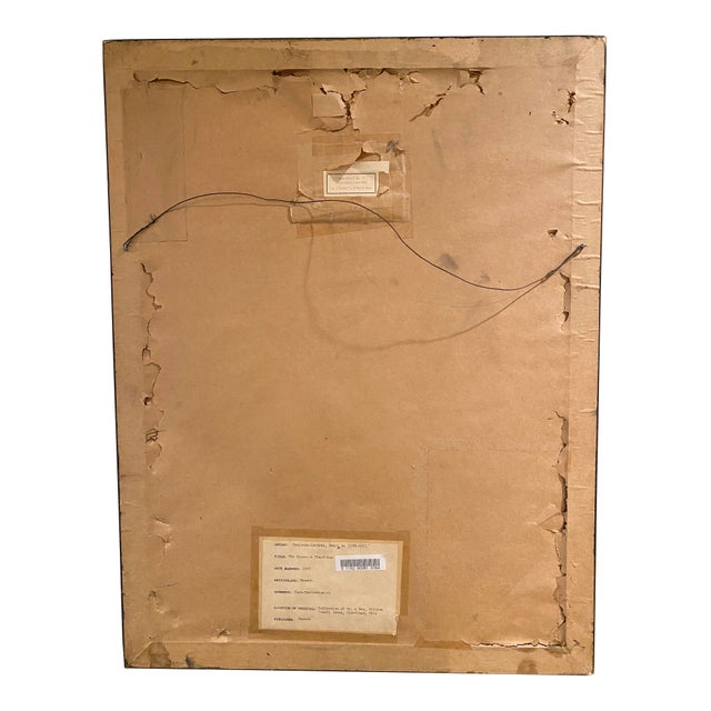 Teal Mid-Century Oil Painting Inspired by "The Clowness Cha-U-Kao", Unesco TravelIng Print Exhibition For Sale - Image 8 of 9