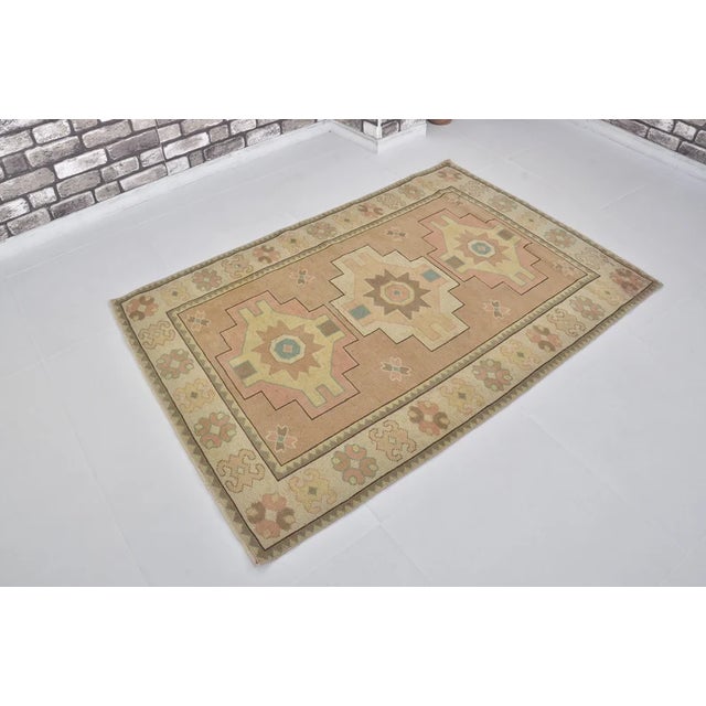 Handmade wool carpet in Turkish Anatolia , Vintage Oushak Rug,Turkish Vintage Anatolian Rug, Handmade wool Rug . One Of...