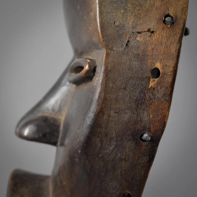 Early 20th Century Dan Dean Gle Mask with Bells on Custom Stand For Sale - Image 10 of 11