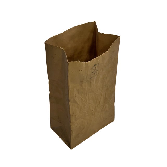 Ceramic Michael Harvey "Paper Bag" Ceramic Vase, Crinkle Craft Collection For Sale - Image 7 of 9