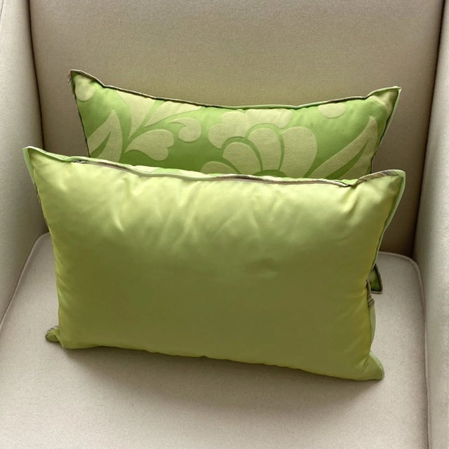 Pair of Family Room Floweret Damask Pillows / Decorative Rectangular Pillows / Lumbar Pillow / Made in the USA | As Pair...