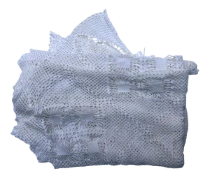 Vintage Handmade White Cotton Crochet Tablecloth