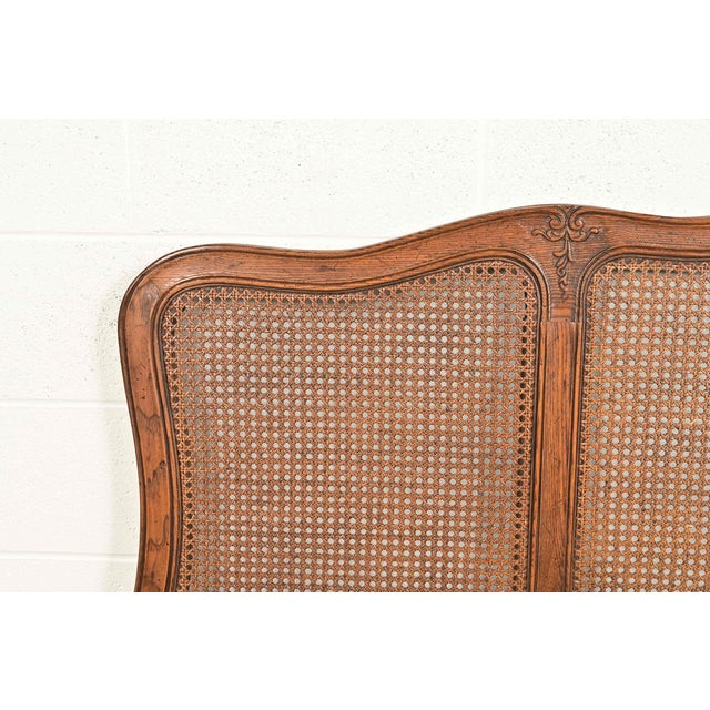 1960s Henredon French Provincial Louis XV Carved Oak and Cane King Size Headboard, Circa 1960s For Sale - Image 5 of 13