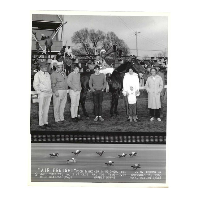 1965 Equestrian Photograph of Air Freight in the Winner's Circle For Sale
