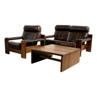 Model 757 Leather Sofa Set by Harry De Groot for Leolux, 1970s, Set of 3 For Sale