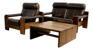 Model 757 Leather Sofa Set by Harry De Groot for Leolux, 1970s, Set of 3