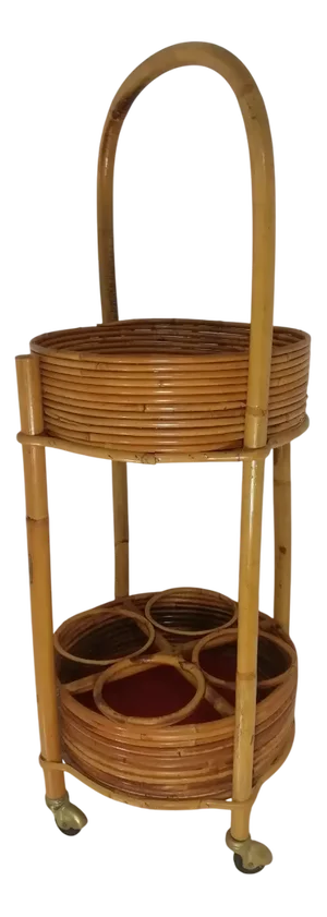 Small Wicker Serving Trolley, Italy, 1960s