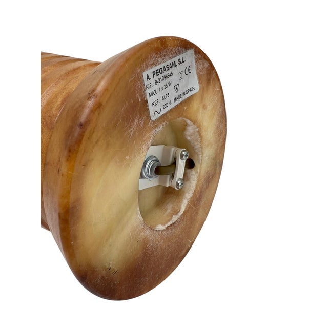 Tan Brown Alabaster Vase Table Lamps from Pegasam, Spain, 1980s, Set of 2 For Sale - Image 8 of 11
