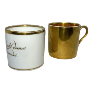 Antique Ludwigsburg Porcelain German Porcelain Cylinder Can Cups, 1803 Fridericus Rex Mark- Set of 2