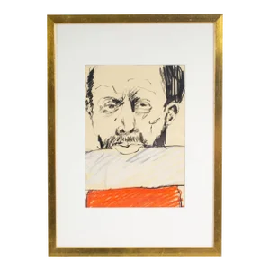 1960s Abstract Mixed Media Portrait Drawing by James L. Bruch