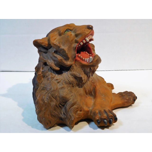 1900 Antique Painted White Metal Lion Inkwell For Sale - Image 10 of 13