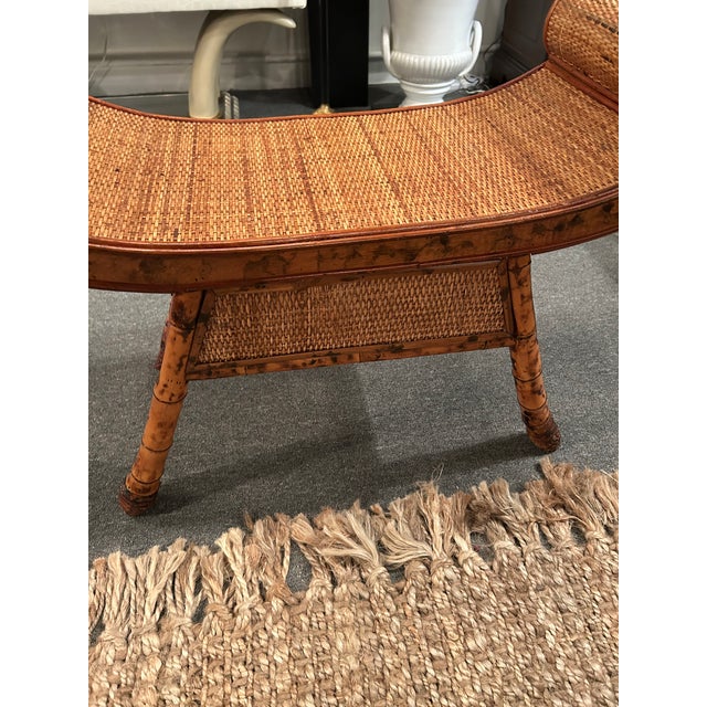 Rattan & Bamboo Organic Modern Bench For Sale - Image 11 of 13