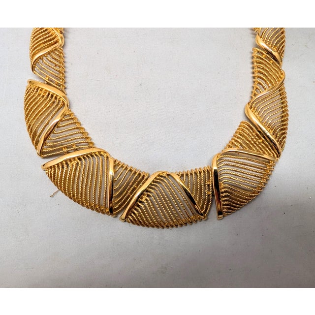 Vintage Signed Napier Goldtone Openwork Wavy Link Collar Necklace For Sale - Image 16 of 16