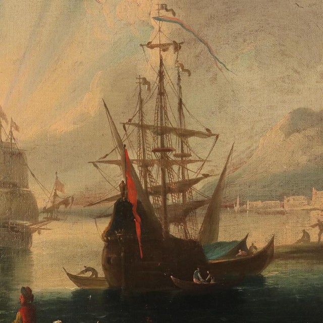 French School Artist, Port Scene, 1700s, Oil on Canvas, Framed For Sale - Image 5 of 13
