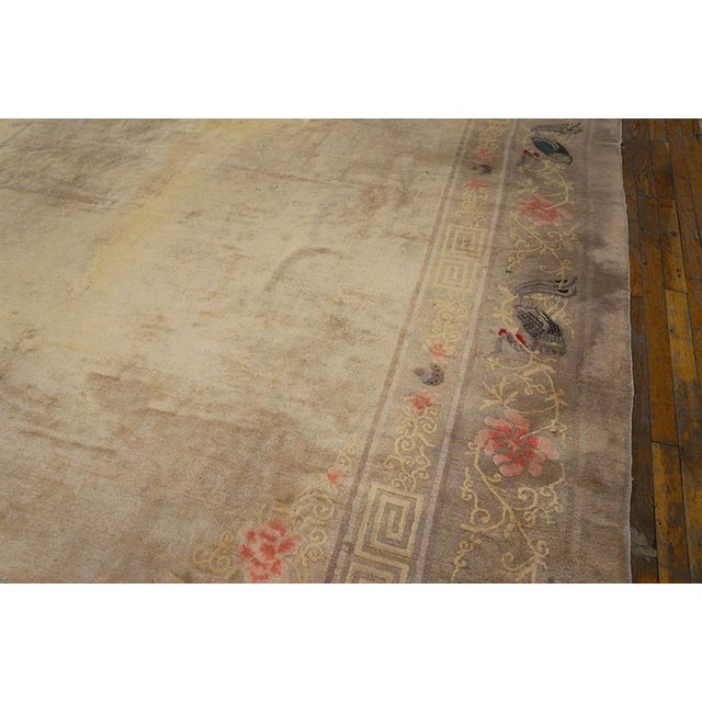 Chinese Astonishing Sand Background Color With Allover-Floral Design Antique Chinese Peking Rug For Sale - Image 3 of 4