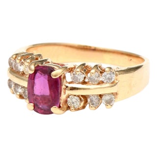 14KY Ruby(0.75) & Diamond(0.36) Ring, size 6.5 For Sale