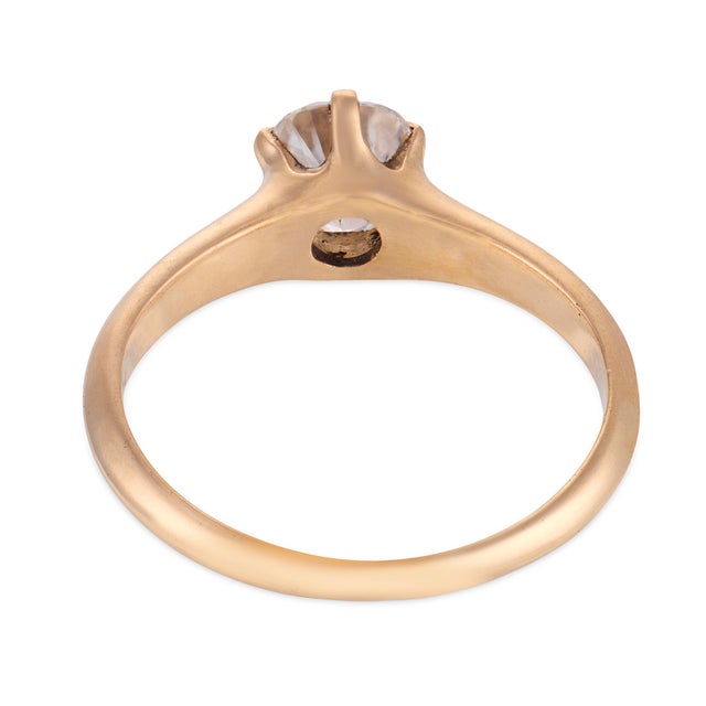 Early 20th Century Victorian Gia 1.07 Carat Diamond 14k Yellow Gold Solitaire Engagement Ring, Size 5.25 For Sale In Los Angeles - Image 6 of 6
