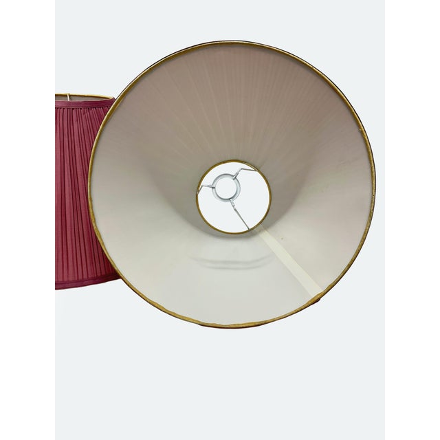 Vintage Pair of Mauve Pleated Empire Lampshades For Sale - Image 4 of 5