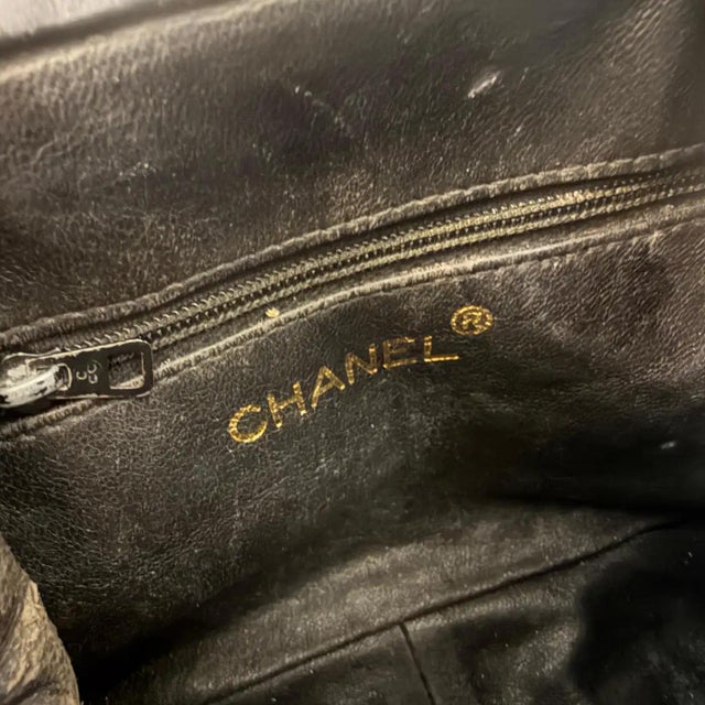 A Rare 1990s Black Satin Silk Evening Bag by Chanel For Sale - Image 15 of 17