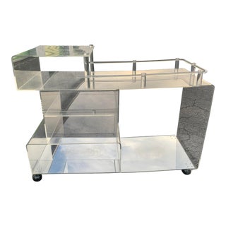 1970s Vintage Mid Century Modern Lucite Bar Cart For Sale
