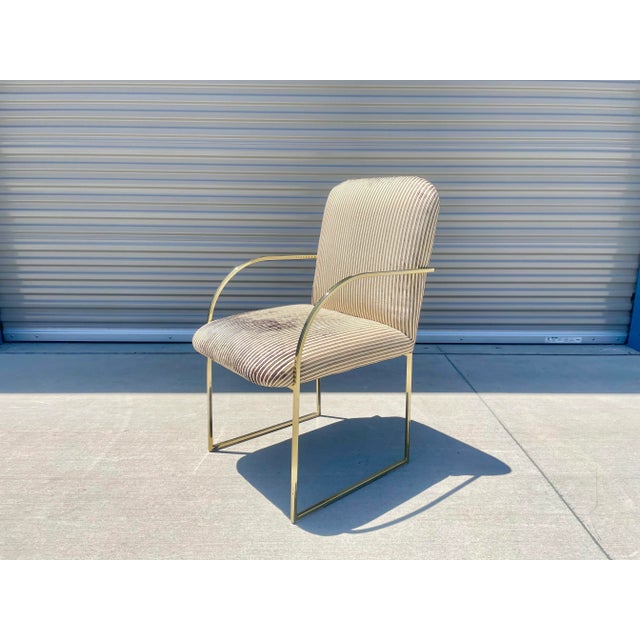 1980s Mid-Century Brass Dining Chairs by Design Institute of America- Set of 4 For Sale In Los Angeles - Image 6 of 13