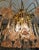 Vintage Gold Rain Chandelier with Handmade Murano Glass Pink Flowers, Italy, 1960 For Sale - Image 13 of 16