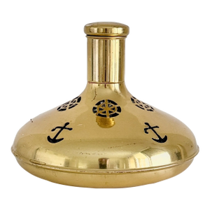 1950s Swedish Brass Ship's Decanter With Nautical Cutouts
