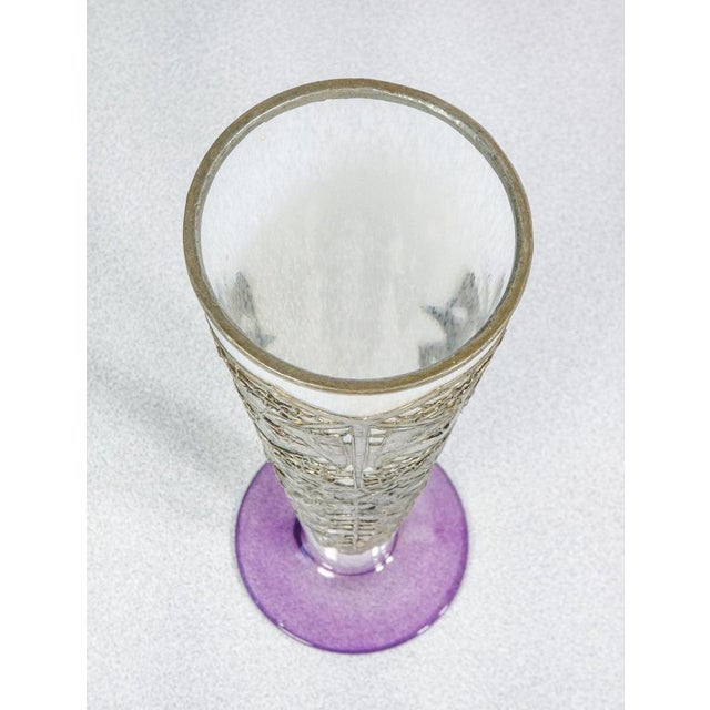 Art Nouveau Blown Glass and Metal Vase, 1910s For Sale - Image 6 of 8