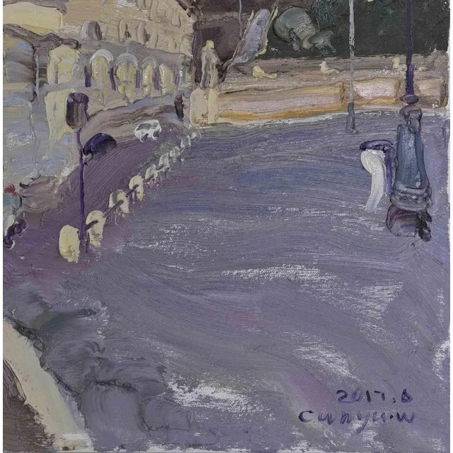 Contemporary Wang Cun Yu, View of Trinità dé Monti, Rome, 2017, Oil on Canvas For Sale - Image 3 of 5