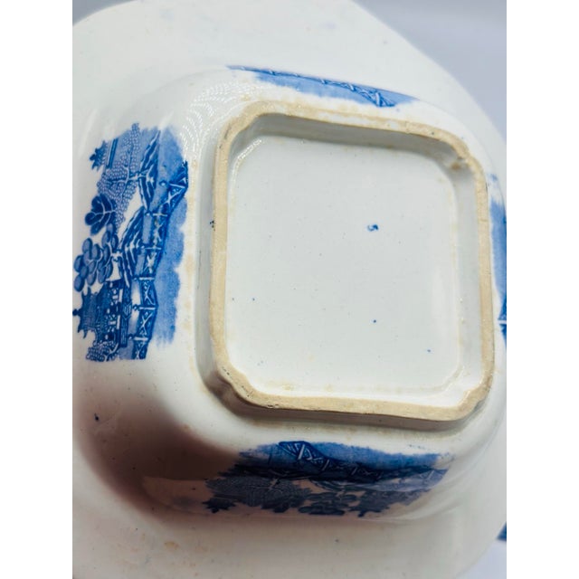 Blue Antique Transferware Covered Serving Dish For Sale - Image 8 of 8