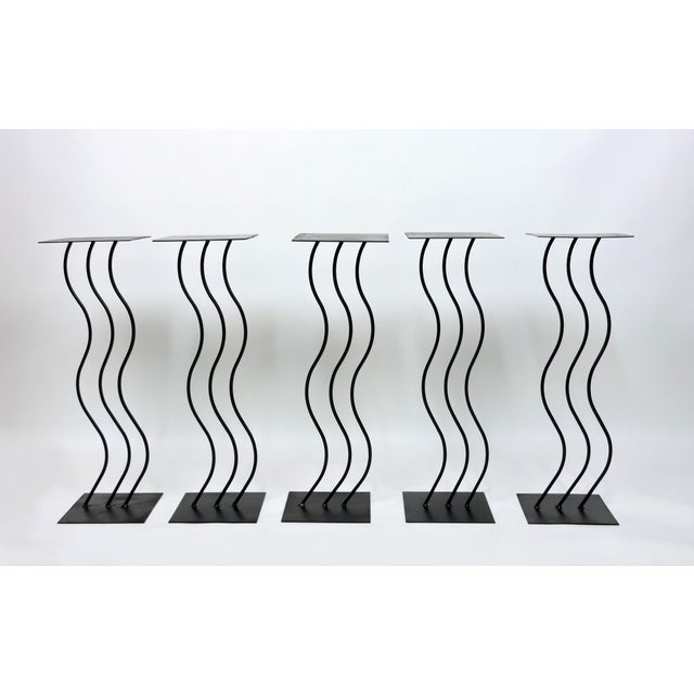 Memphis Group 1990s Post Modern Memphis Style Wavy Steel Plant or Speaker Stand For Sale - Image 4 of 14