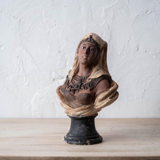 French Orientalist Polychrome Plaster Bust, Circa 1880 For Sale - Image 4 of 14
