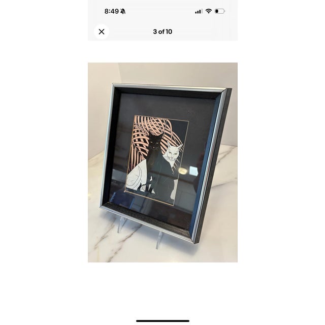 This unique and rare artwork by celebrated illustrator and designer Tracy Sabin features two slender cats, one black and...