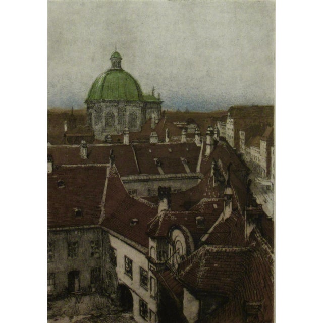 Realism Luigi Kasimir City Scene C. 1930 Original Print For Sale - Image 3 of 7