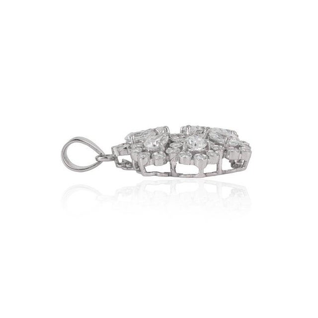 Moissanite Open Center Snowflake Flower Pendant in Solid Silver For Sale - Image 4 of 14