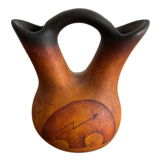 1960s Southwestern Wedding Vase With Bear Motif For Sale