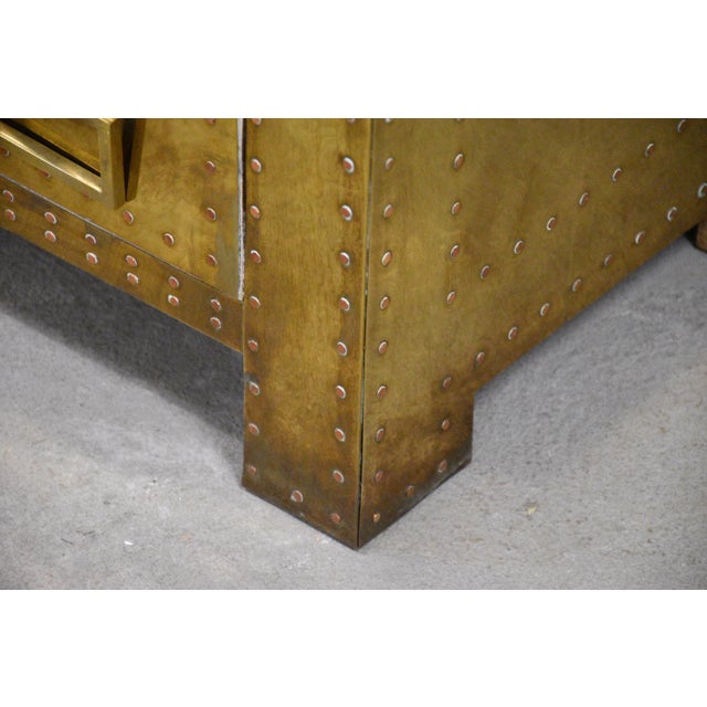 Brass 1970s Brass Nightstand Chest by Sarreid LTD Italy For Sale - Image 8 of 11