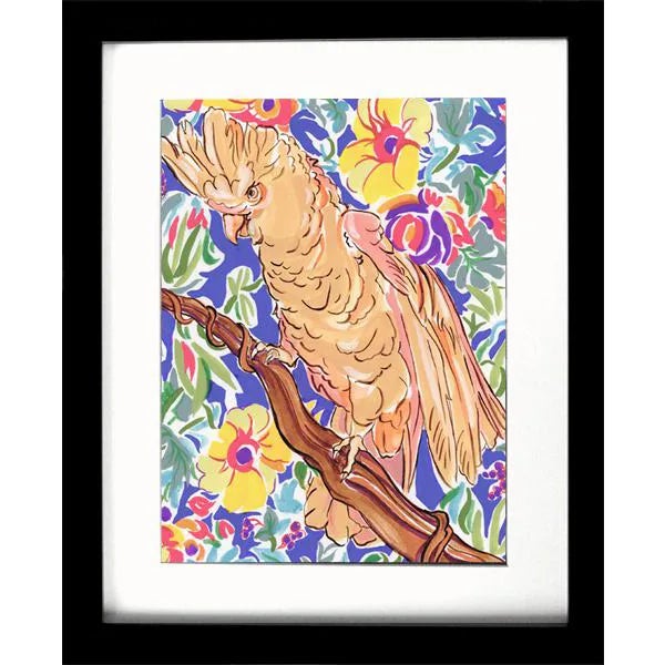 Tropical Bird Gouache Painting, "Casual Cockatoo" Original by Kathleen Ney For Sale
