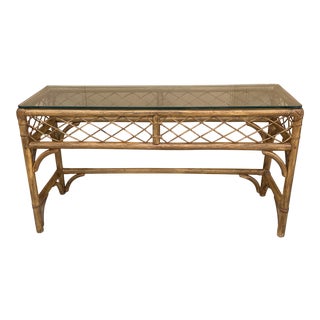Rattan Console Table From 1970’s. For Sale