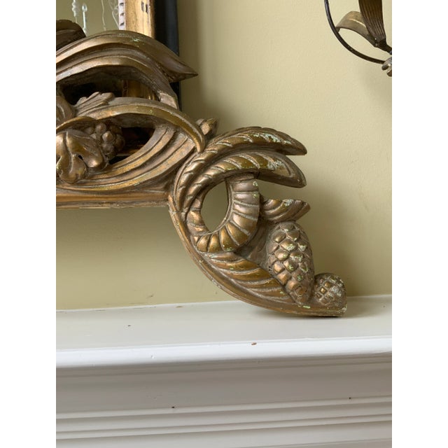 Wood French Vintage Large Architectural Gilt Pediment Overdoor For Sale - Image 7 of 13