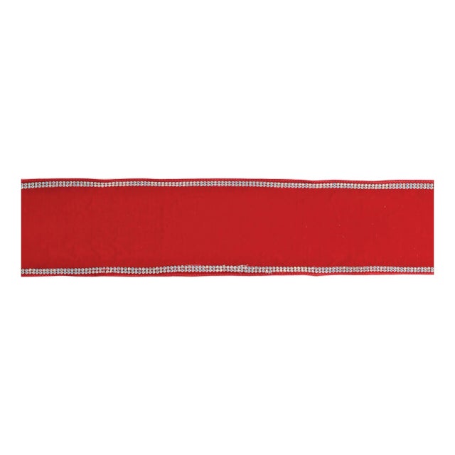 Velvet Rhinestone Trim Wired Ribbon 4" x 5 Yds. For Sale