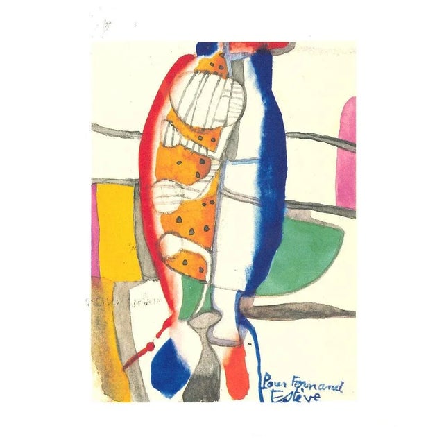 Composition is a mixed colored lithograph realized after Maurice Estève by Atelier Mourlot. The artwork is from A même la...