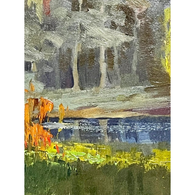 1930s Vintage American Impressionist Oil Painting Wooded Landscape by Harry G. Aitken For Sale - Image 5 of 7