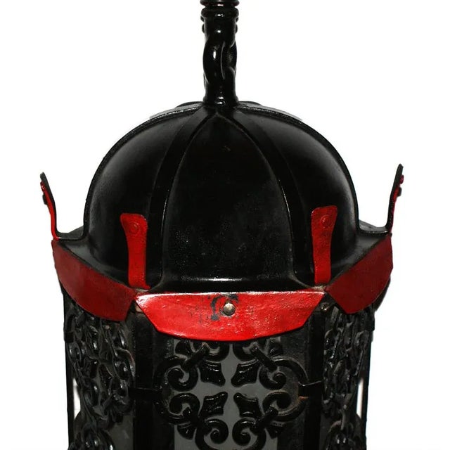 1920s 1920s Spanish Gothic Style Cast Iron Hexagonal Form Pendant Lantern For Sale - Image 5 of 13