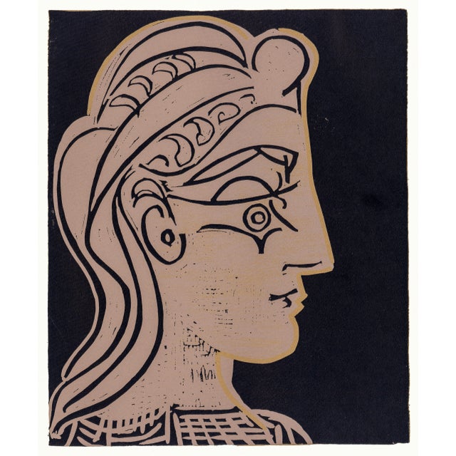 Original 1962 linoleum cut engraving (linocut) after and approved by Pablo Picasso from "Picasso Linoleum Cuts Bacchanals,...