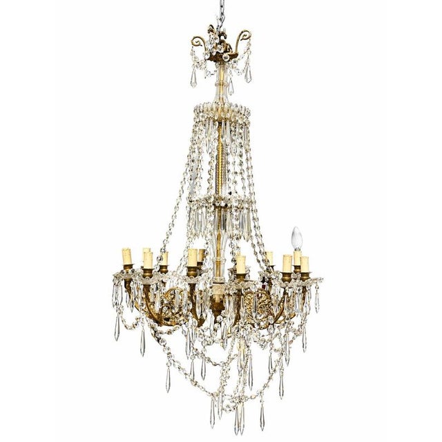 Metal Ceiling Lamp with Crystal Pendants For Sale - Image 6 of 6