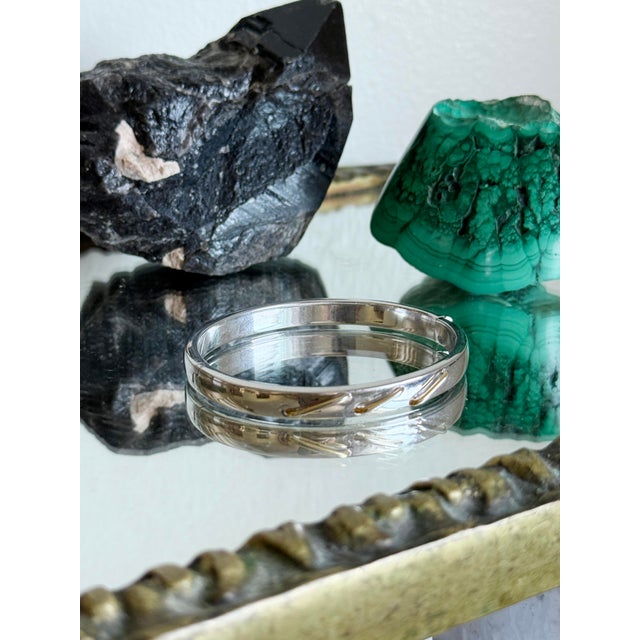 Vintage Italian 925 Sterling Silver Bypass Hinged Bangle Bracelet Italy Modern Sculptural Design For Sale - Image 9 of 14