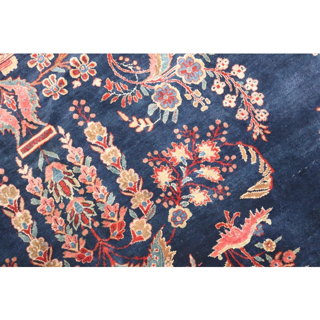 Red Antique Zabihi Collection Navy Blue Persian Sarouk Rug - 8'9" x 10'11" For Sale - Image 8 of 12