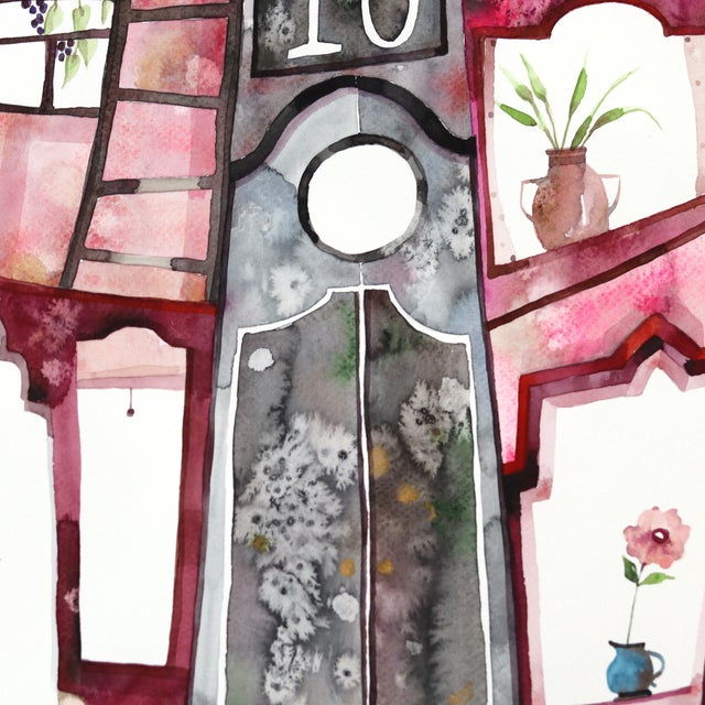 New York No.10 - Original Geometric Cityscape Watercolor on Paper by Maria C Bernhardsson For Sale In Los Angeles - Image 6 of 7